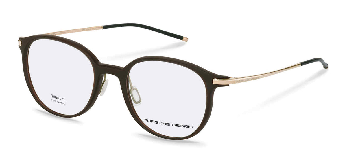 Porsche Design P8734 Round Eyeglasses in Silver-Blue — unisex full metal frame side view