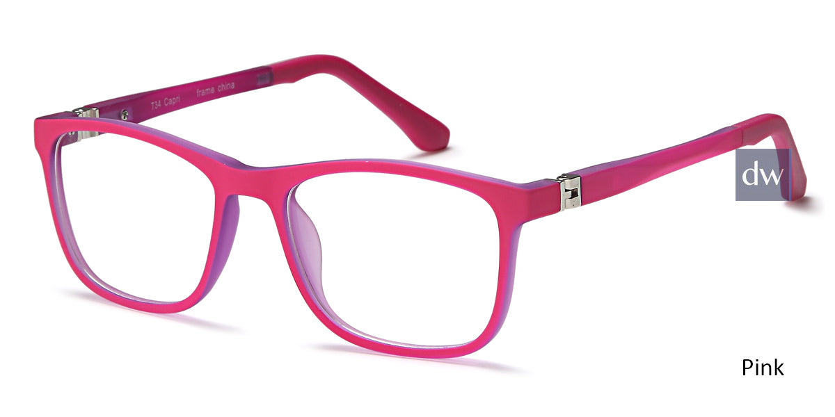 Pink Capri Trendy T34 Eyeglasses - Teenager