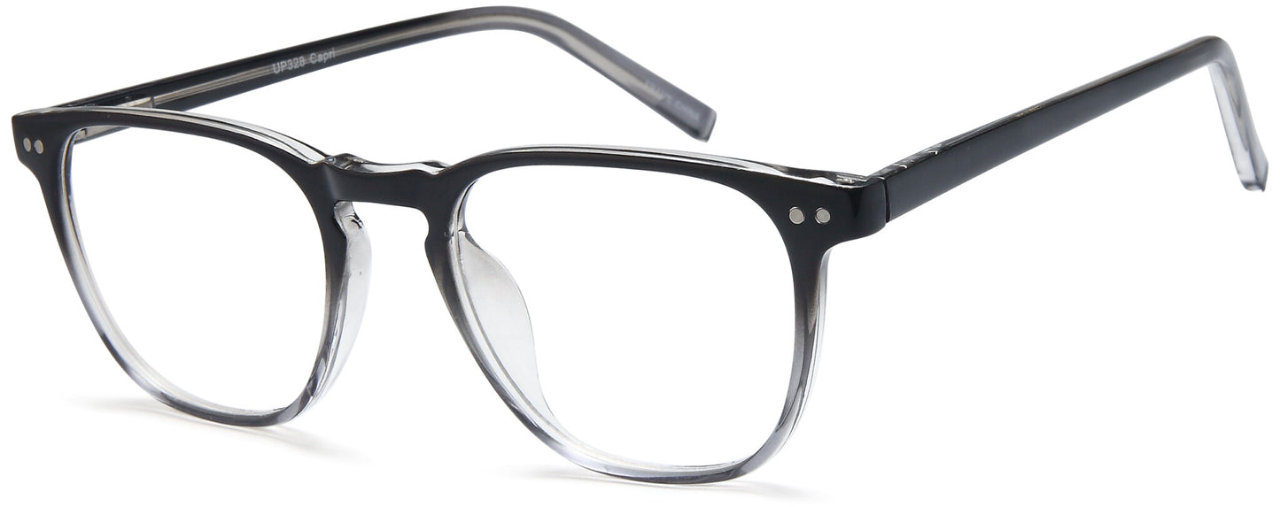 Capri 4U UP 328 Rectangle Eyeglasses in Black Grey — unisex full acetate frame