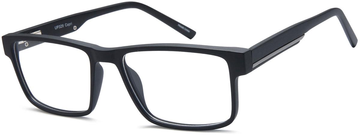 Capri 4U UP 329 Rectangle Eyeglasses in Black — men's full acetate frame