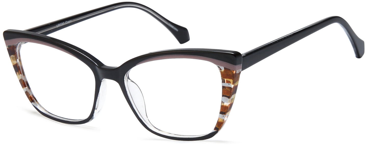 Capri 4U UP 330 Cat Eye Eyeglasses in Black — women's full acetate frame