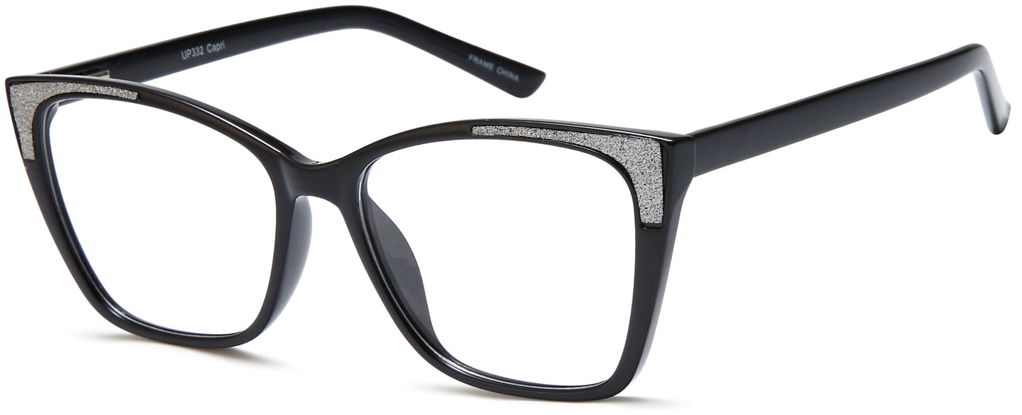 Capri 4U UP 332 Cat Eye Eyeglasses in Black — women's full acetate frame
