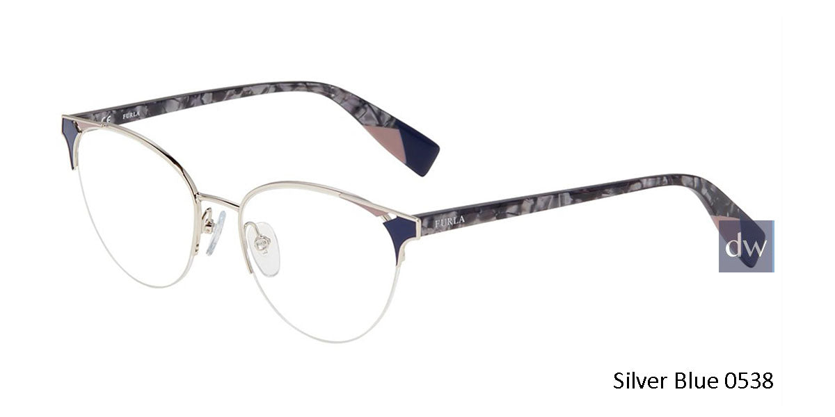 Silver Blue 0538 Furla VFU361 Eyeglasses.