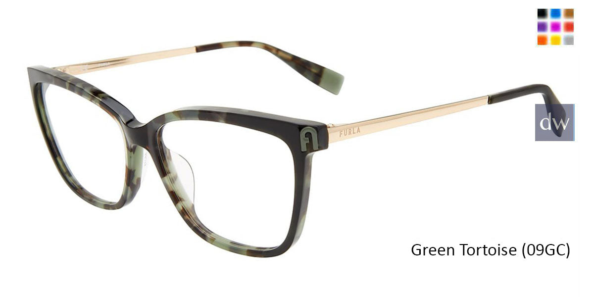 Green Tortoise (09GC) Furla VFU496 Eyeglasses