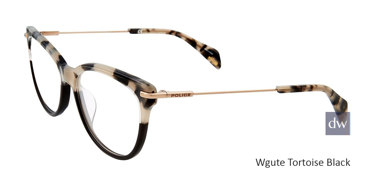 Wgute tortoise black Police VPL505 Eyeglasses.