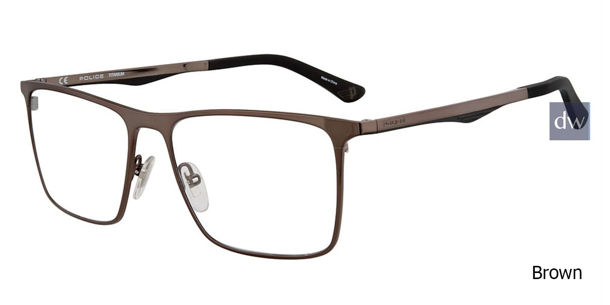 Brown Police VPL685 Eyeglasses.