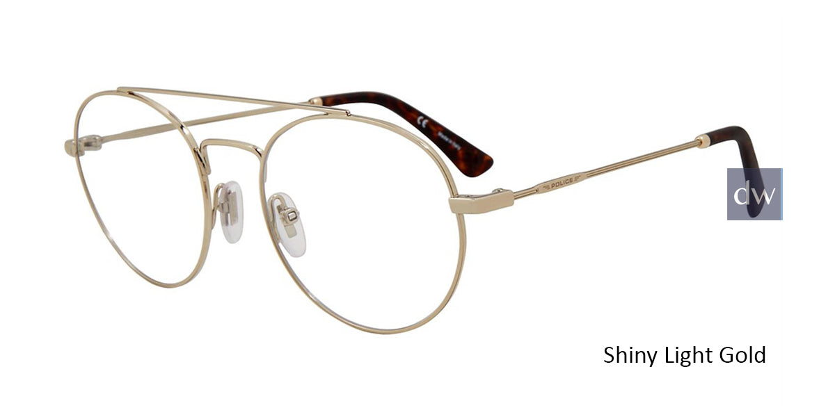 Shiny Light Gold Police VPL728 Eyeglasses.