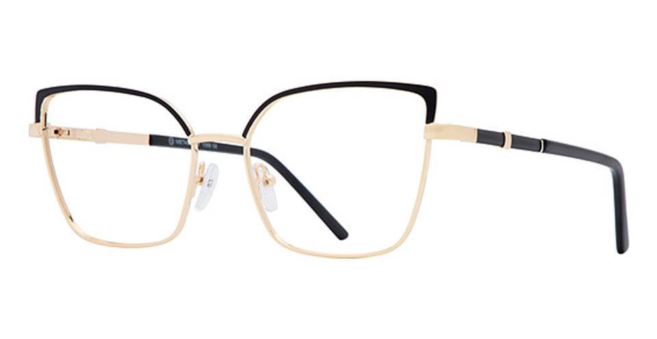 Black Gold:
Vivid Metalflex 1055 Soft Square Eyeglasses in Black Gold — women's full metal frame