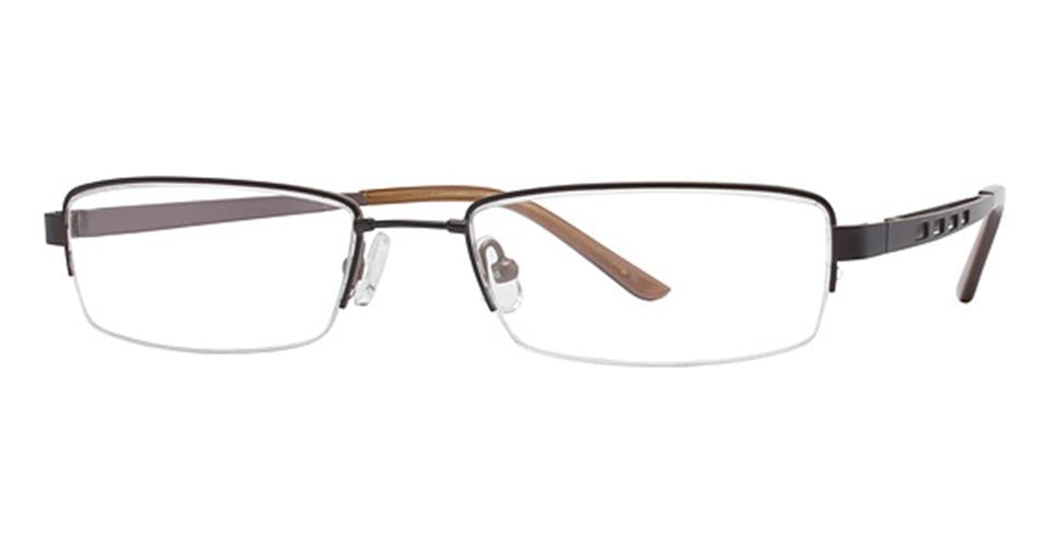 Brown Gunmetal:
Vivid TR90 Vivid 201 Rectangle Rimless Eyeglasses in Brown Gunmetal — men's featherlight TR90 rimless frame
