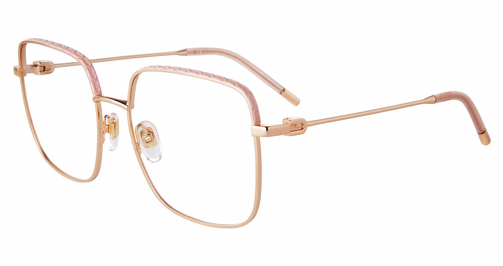 Copper Gold:
Furla VFU638 Square Eyeglasses in Copper Gold — women's full frame, no hinges, prescription-ready