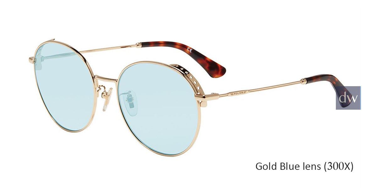 Gold Blue lens(300X) Police SPL637N Sunglasses.