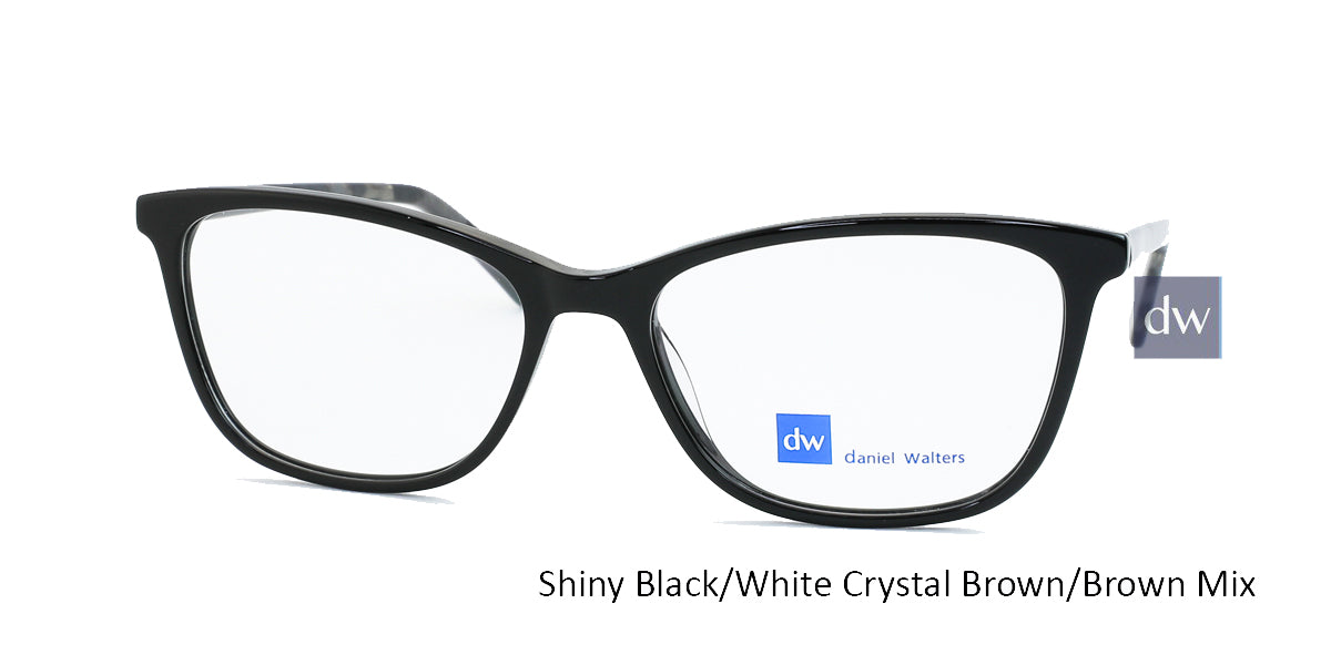 Shiny Black/White Crystal Brown/Brown Mix Daniel Walters LG039 Eyeglasses.