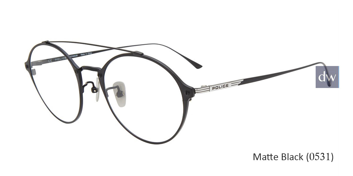 Matte Black(0531) Police VPL991 Eyeglasses.