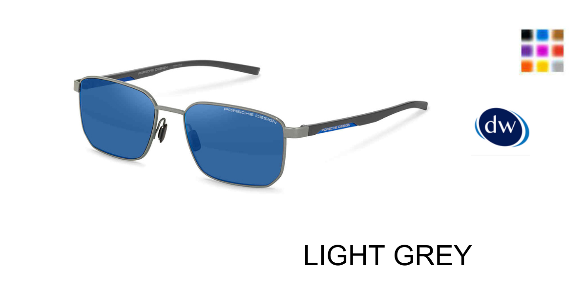 Porsche Design P8982 Square Sunglasses in Light Grey — men's full plastic frame no-hinge polarized