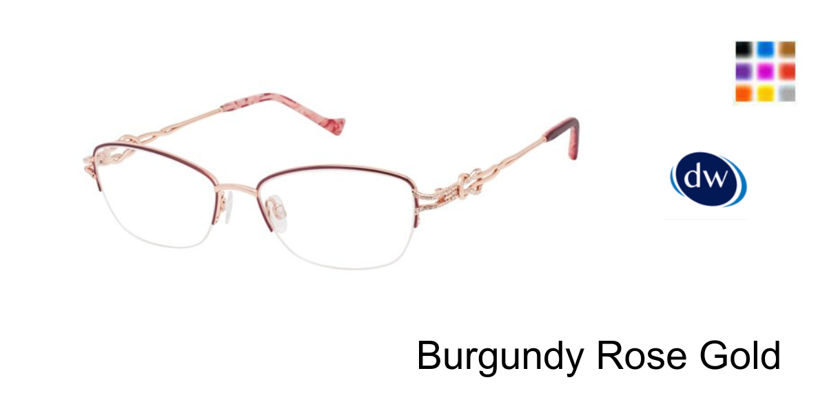 Burgundy Rose Gold Tura Brilliance TE293 Eyeglasses