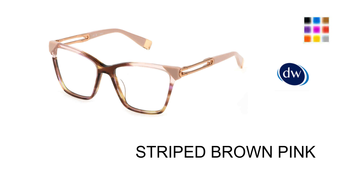 STRIPED BROWN PINK Furla VFU671 Eyeglasses