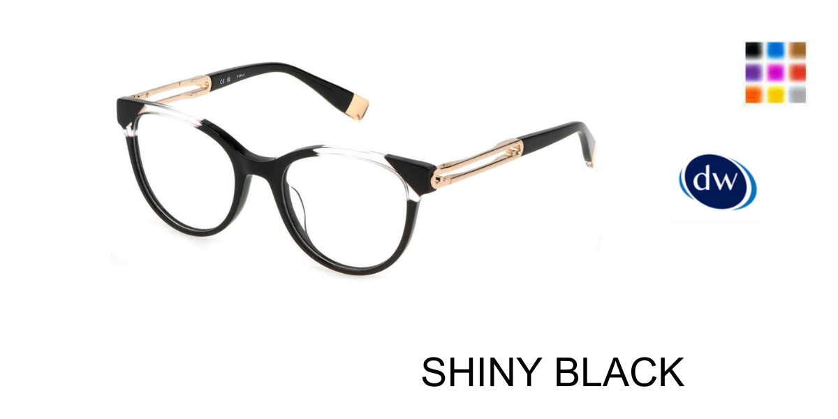 SHINY BLACK Furla VFU672 Eyeglasses