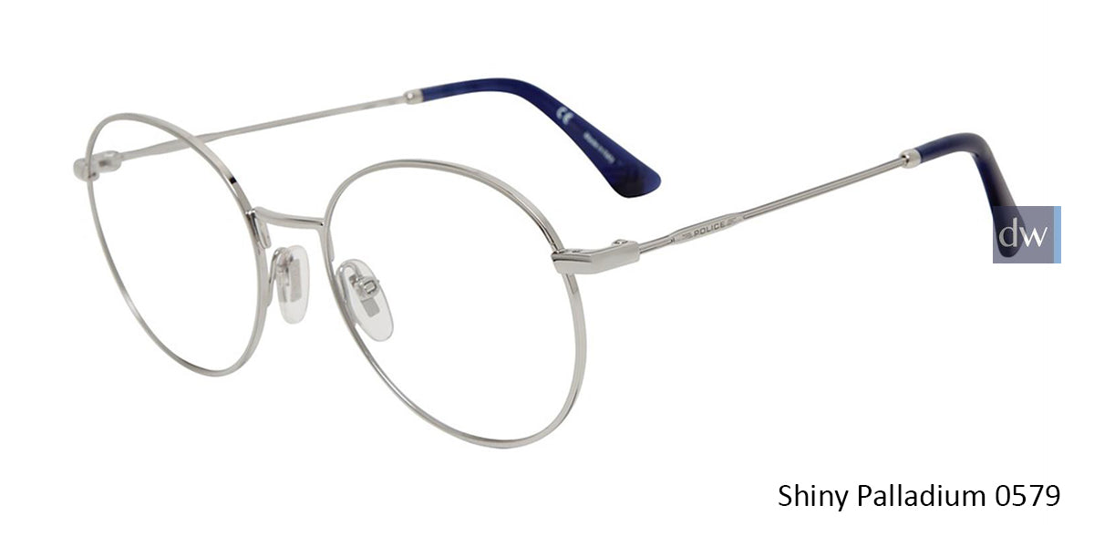 Shiny Palladium 0579 Police VPL665 Eyeglasses.