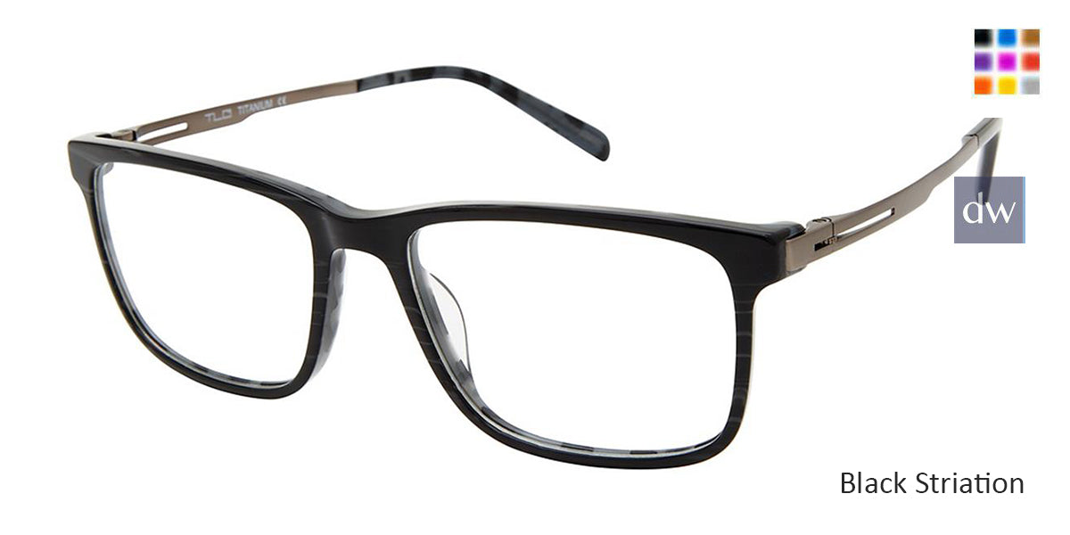 C01 Black Striation Tlg NU044 Titanium Eyeglasses.