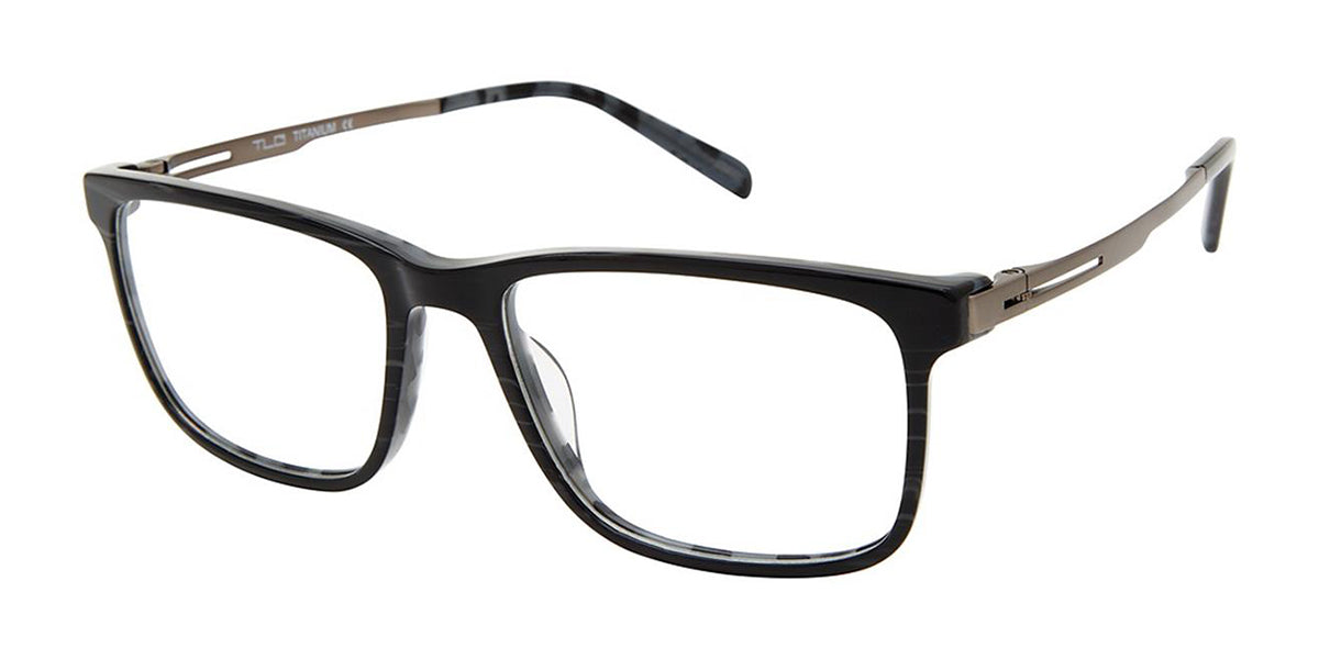 C01 Black Striation Tlg NU044 Titanium Eyeglasses.