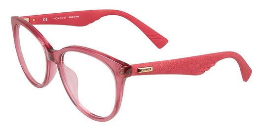 Shiny Clear Raspberry Police VPL413 Eyeglasses.