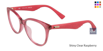 Shiny Clear Raspberry Police VPL413 Eyeglasses.