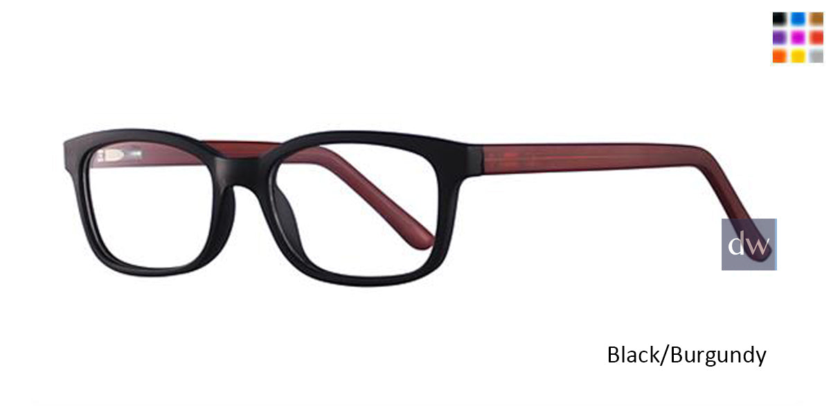 Black/Burgundy Parade Q Series 1755 Eyeglasses - Teenager.