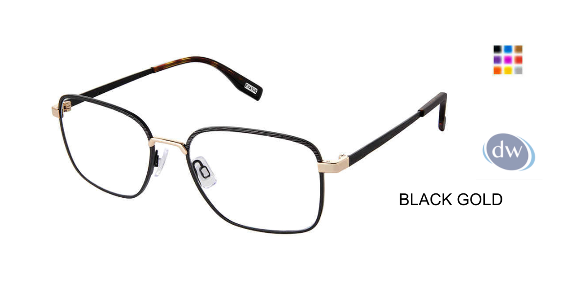 EVATIK E-9254 Eyeglasses Black Gold