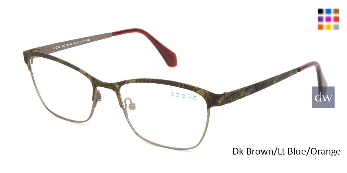 Dk Brown/Lt Blue/Orange  C-Zone H1156 Eyeglasses.