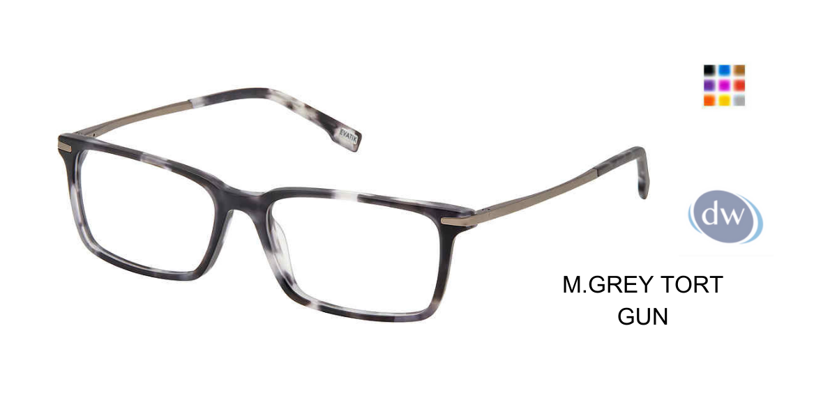 EVATIK E-9240 Eyeglasses M. GREY TORT GUN