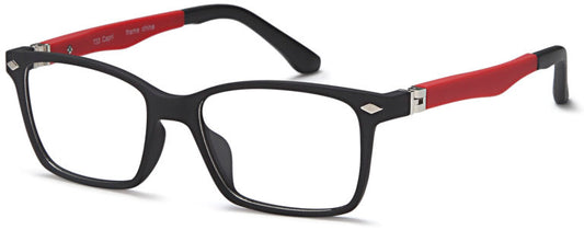 Black/Red Capri Trendy T33 Eyeglasses - Teenager