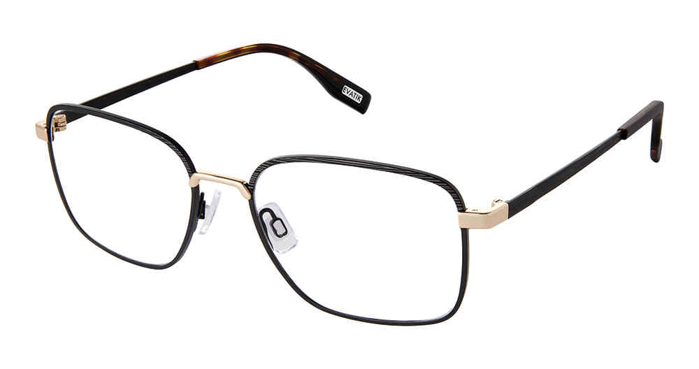 EVATIK E-9254 Eyeglasses Black Gold