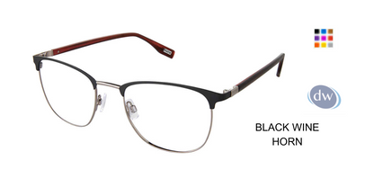 EVATIK E-9255 Eyeglasses Black Wine Horn
