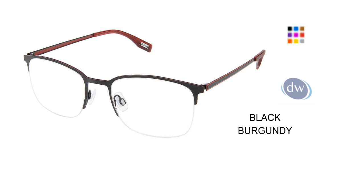 EVATIK E-9234 Eyeglasses BLACK BURGUNDY