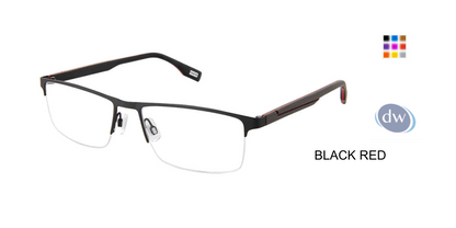EVATIK E-9262 Eyeglasses BLACK RED