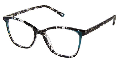 Black Speck Teal Kliik Denmark K-727 Eyeglasses - Teenager
