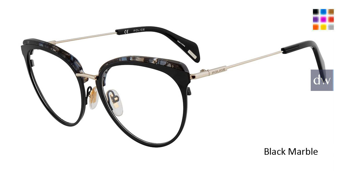Black Marble Police VPL734 Eyeglasses.