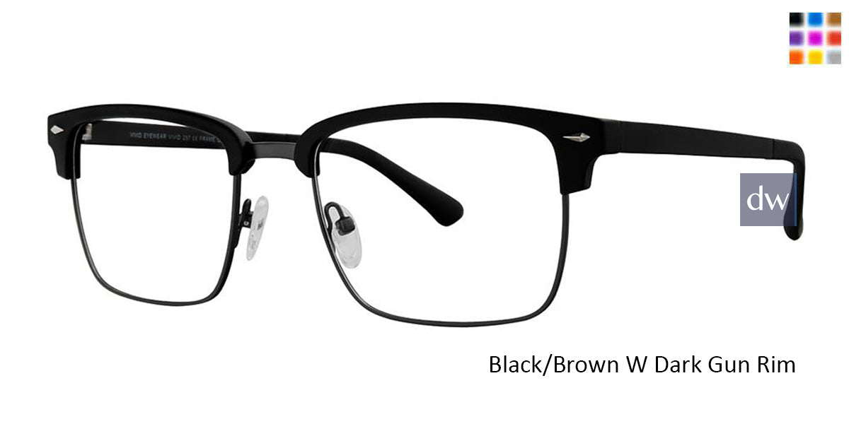 Black/Brown W Dark Gun Rim Vivid Collection Vivid 257 Eyeglasses.