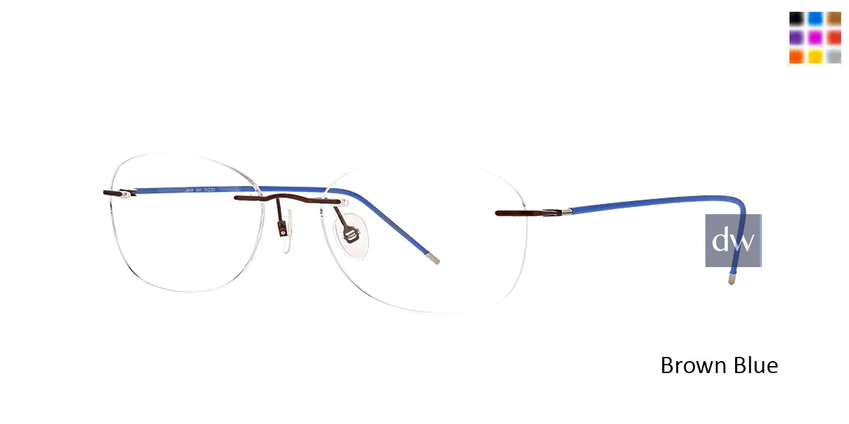 Brown Blue Totally Rimless 274 Velocity Eyeglasses.