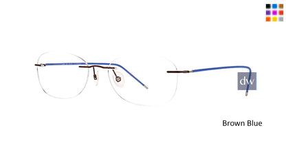 Brown Blue Totally Rimless 274 Velocity Eyeglasses.