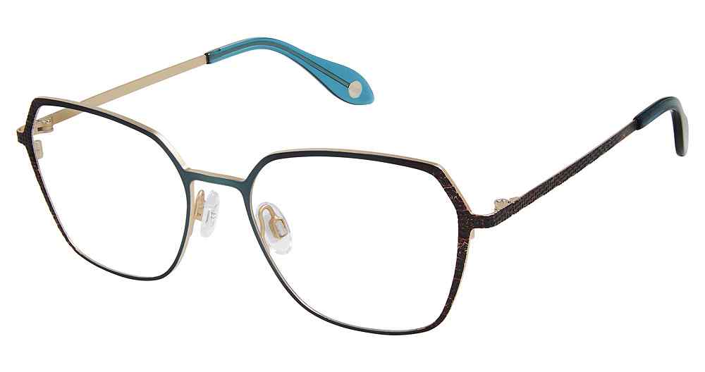 M204-TEAL-GOLD  Fysh F-3701 Eyeglasses