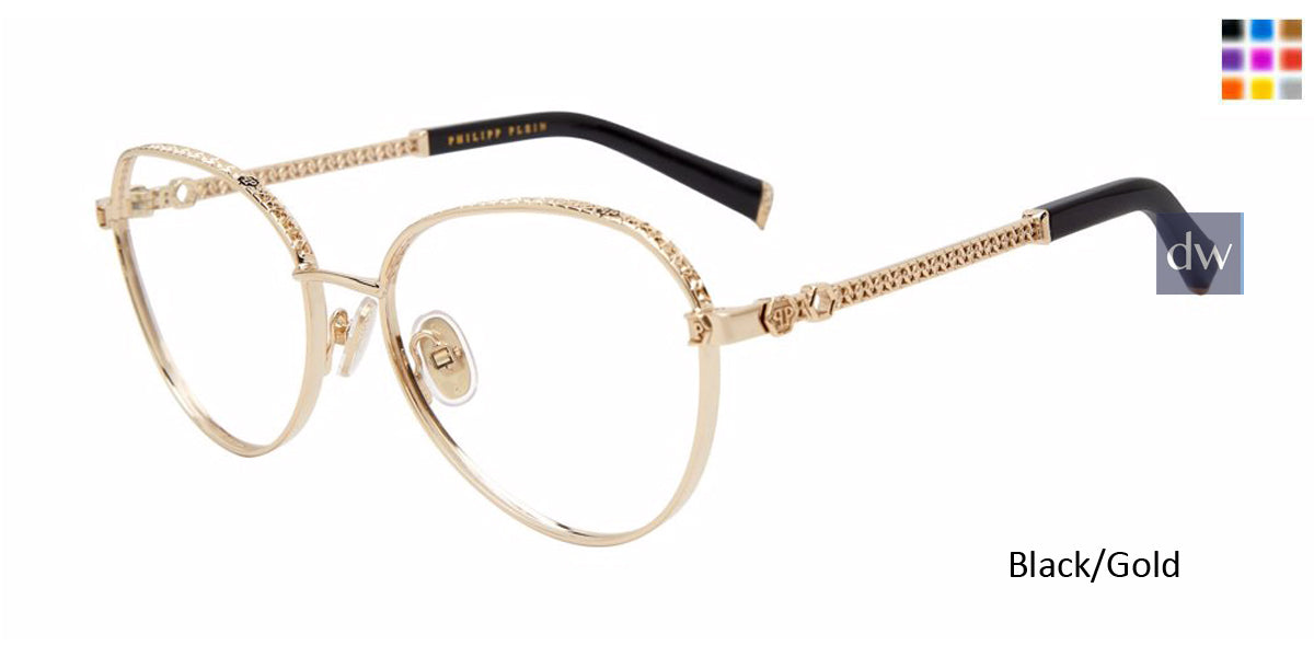 Black/Gold Philipp Plein VPP035S Eyeglasses.