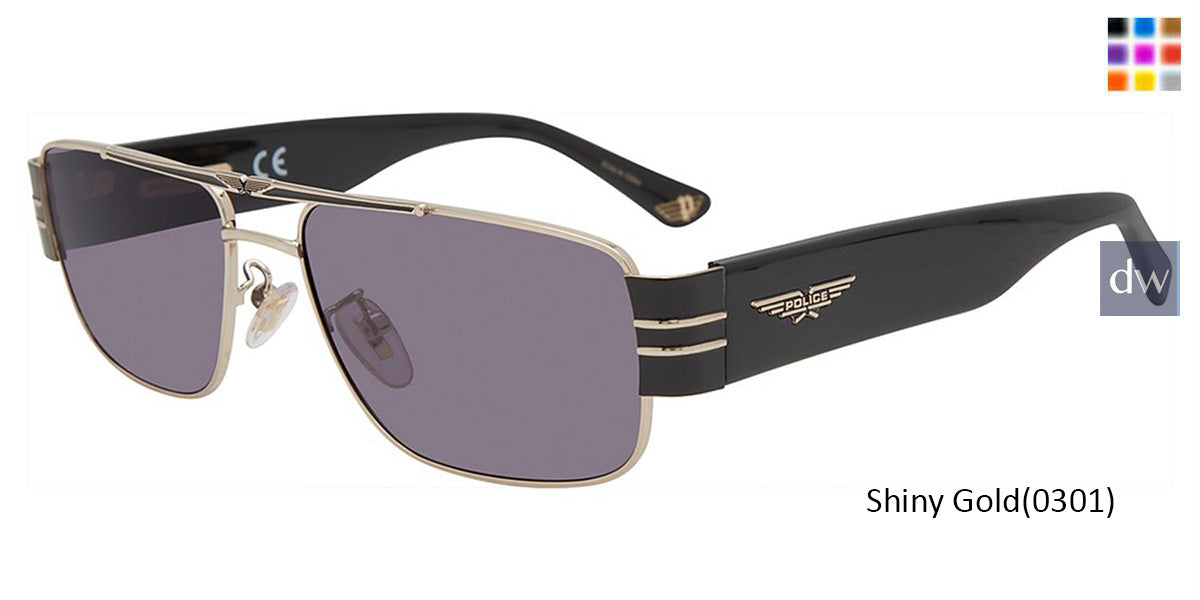 Shiny Gold (0301) Police SPLA55 Sunglasses.