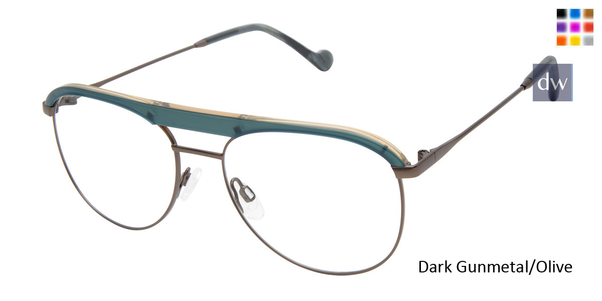 Dark Gunmetal/Olive Mini 764010 Eyeglasses.
