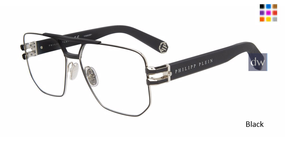 Black Philipp Plein VPP022M Eyeglasses.