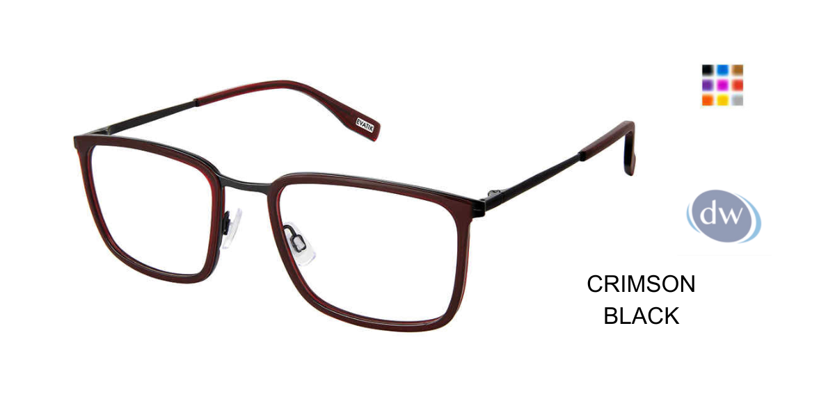 EVATIK E-9252 Eyeglasses Crimson Black