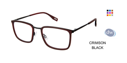 EVATIK E-9252 Eyeglasses Crimson Black
