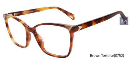 Brown Tortoise (0752) Police VPLD89V Eyeglasses.