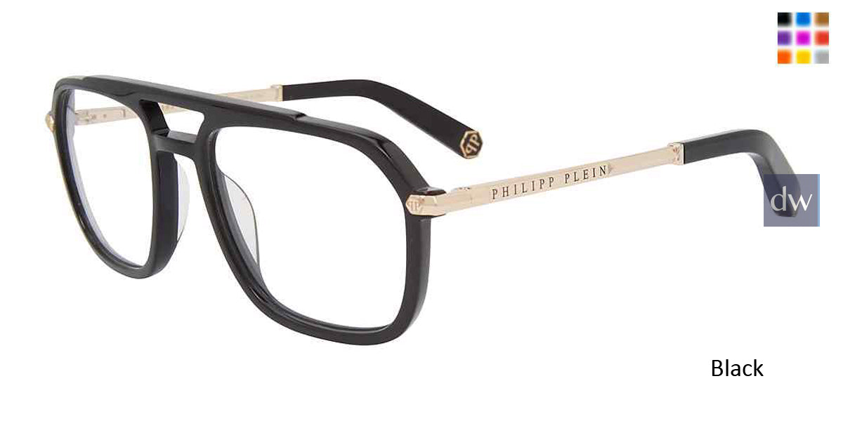 Black Philipp Plein VPP018M Eyeglasses.