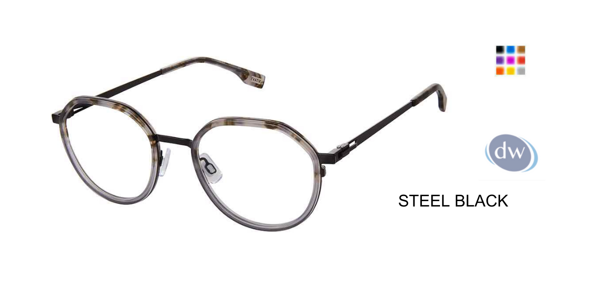 EVATIK E-9232 Eyeglasses STEEL BLACK